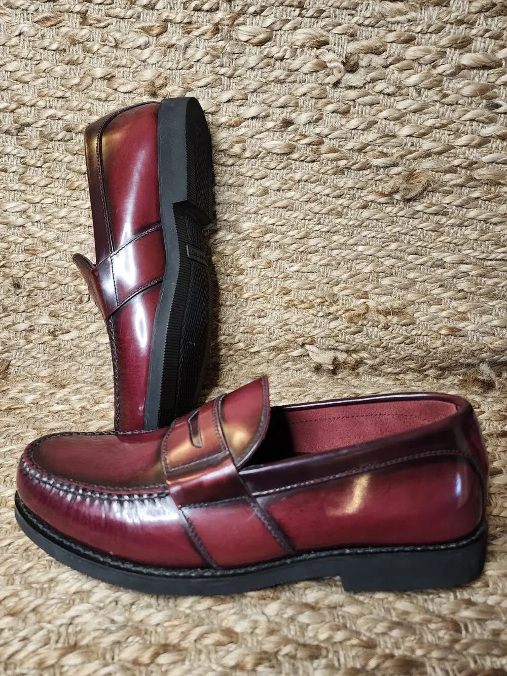 Rockport Men’s Burgundy Maroon Size 11 W Leather Penny Loafers Dress Shoes